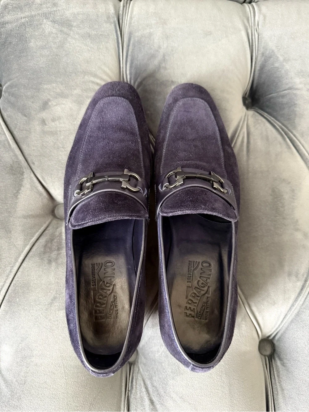 Salvatore Ferragamo Cremona Gancini Suede Loafers Men’s 9 EE Bluemarine Italy